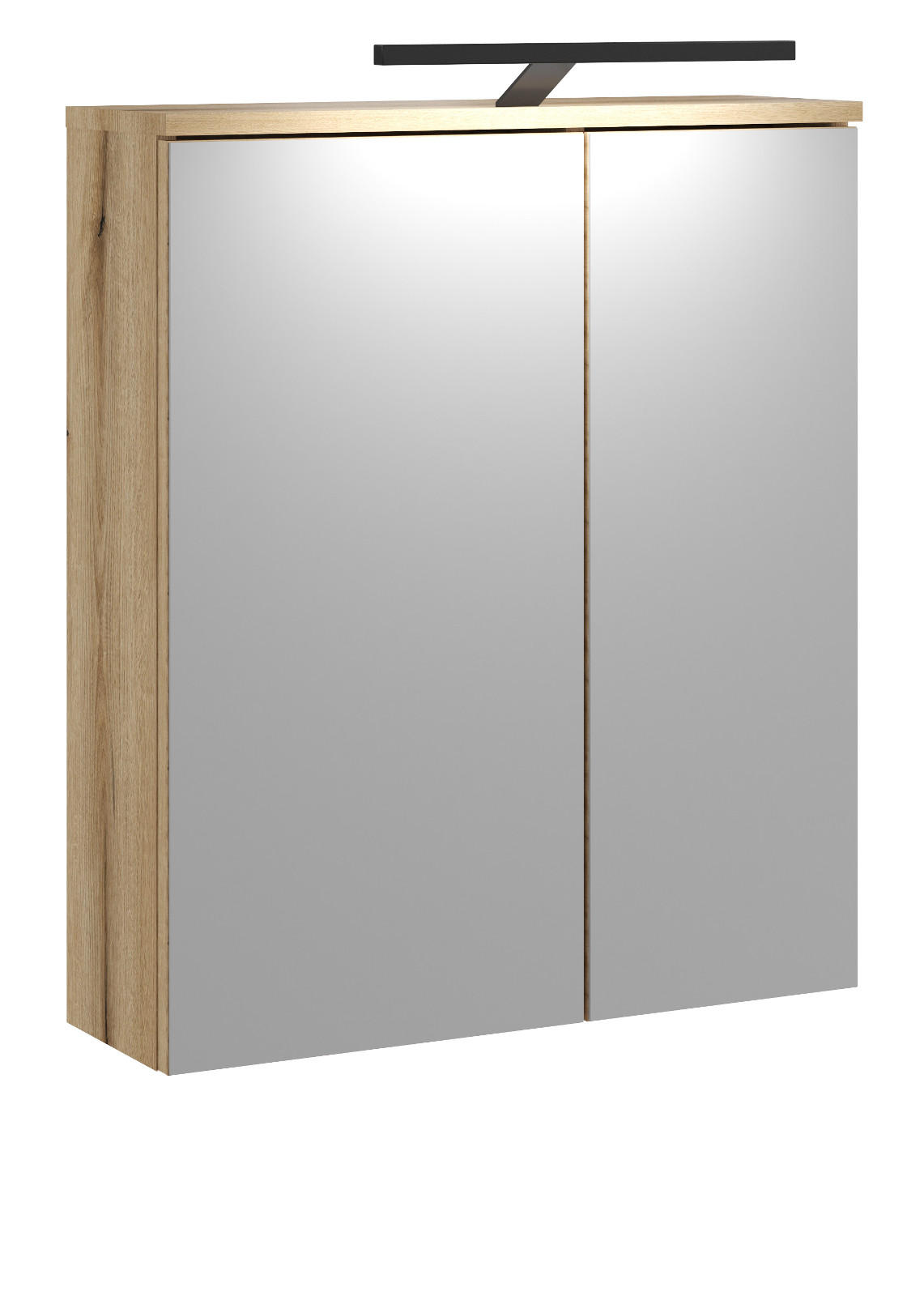 SPIEGELSCHRANK Evoke Eiche, Badschrank 2-türig, 60 x 70 cm - Eichefarben/Grau, Glas/Holzwerkstoff (60/70/19cm) - Furn.Design