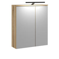 SPIEGELSCHRANK Evoke Eiche, Badschrank 2-türig, 60 x 70 cm - Eichefarben/Grau, Glas/Holzwerkstoff (60/70/19cm) - Furn.Design