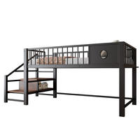 HOCHBETT 90/200 cm aus Metall mit Stauraumleiter, Schwarz - Schwarz, Metall (90/200cm) - OKMYHOME