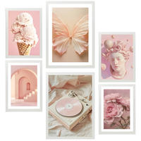 POSTER Set Mit 6 Pinke Kollektion Für Power A3 & A4 Weißer Rahmen - Weiß, Papier (29/3cm) - Nacnic