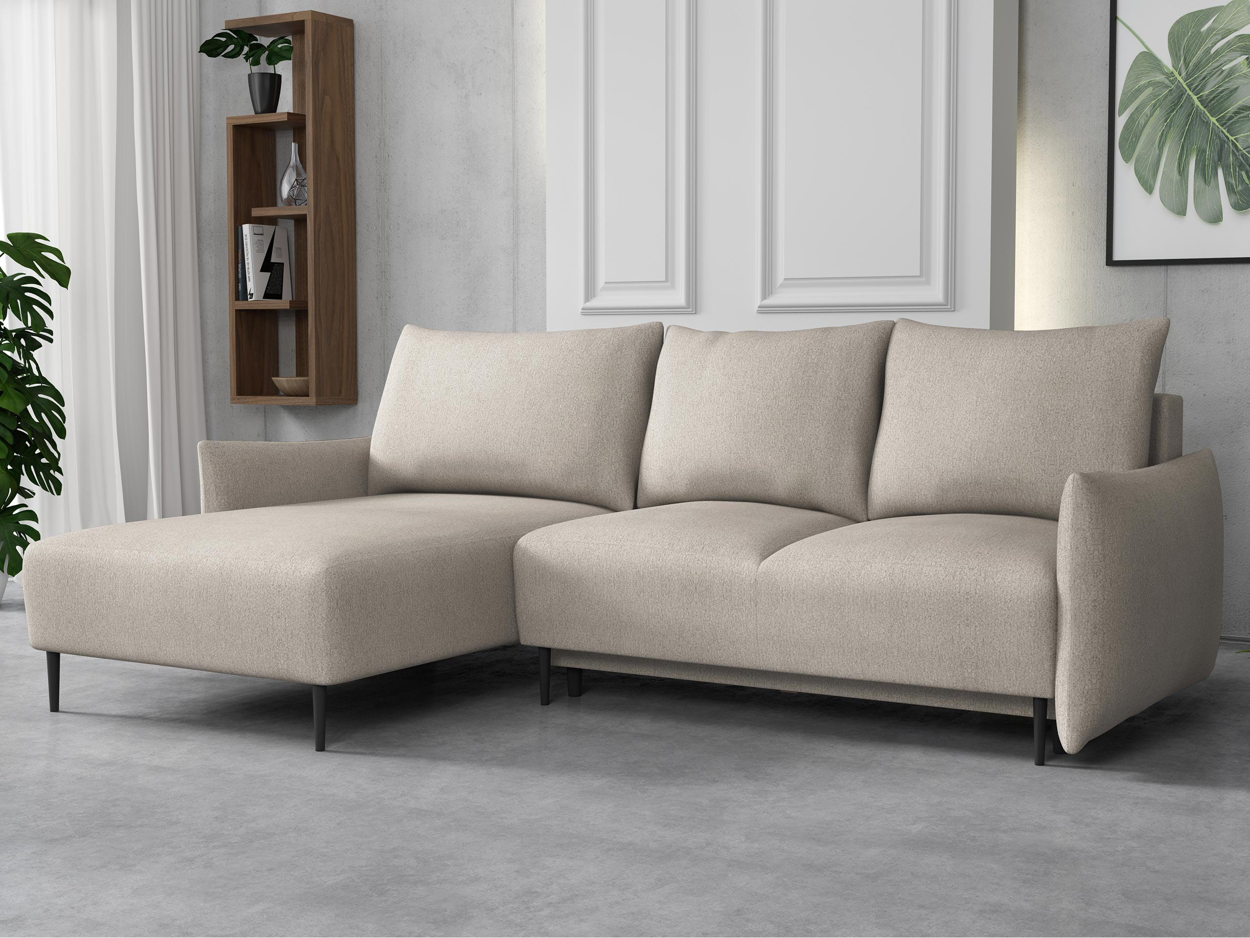 ECKSOFA Santi L - Beige/Schwarz, Holz/Textil (240/160cm) - MIRJAN24