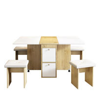 TISCHGRUPPE für 4 Personen klappbar und ausziehbar in Weiß/Eiche - Weiß, Holzwerkstoff (80/75/120cm) - BEAOK