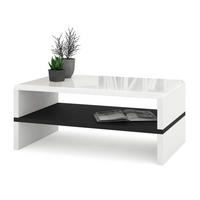 COUCHTISCH rechteckig Weiß Hochglanz Schwarz Ablage - Weiß Hochglanz/Schwarz, Holzwerkstoff (60/100/43cm) - designimpex