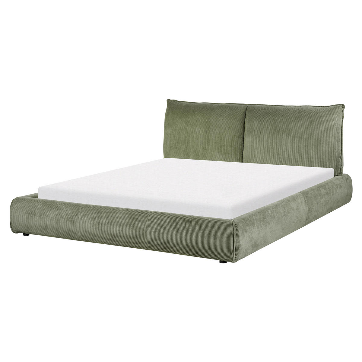 VODNÍ POSTEL Manšestr 160/200 cm Olivově zelená Vinay - zelená barva, textil (160/200cm) - Beliani