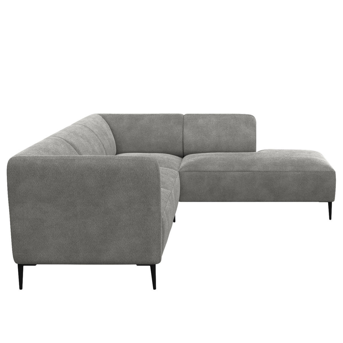 2,5-SITZER ECKSOFA mit Ottomane - Schwarz/Grau, Textil/Metall (252/205cm) - home24