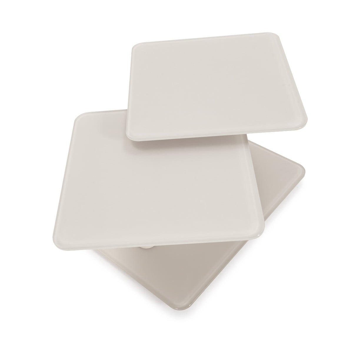 COUCHTISCH mit quadratischen Glasplatten 54/42,8/114,6 cm - Beige, Glas (66.5/54/42.8cm) - Calicosy