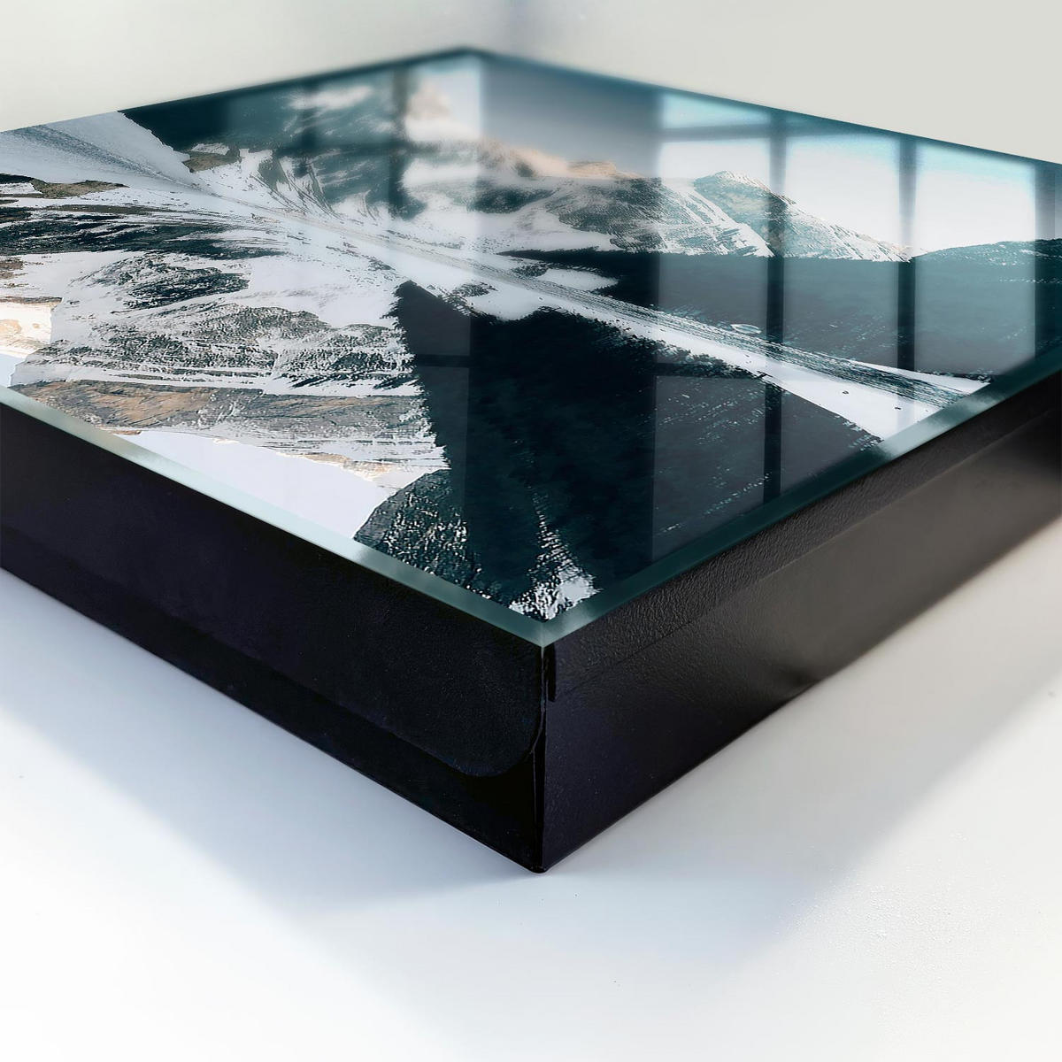 SCHLÜSSELBOX Schwarz 30x30 cm- Türöffnung nach rechts - Winterlandschaft - Weiß, Metall (30/30/5cm) - TULUP