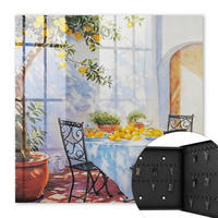 SCHLÜSSELBOX Schwarz 30x30 cm- Türöffnung nach rechts - Zitronengarten - Blau, Metall (30/30/5cm) - TULUP