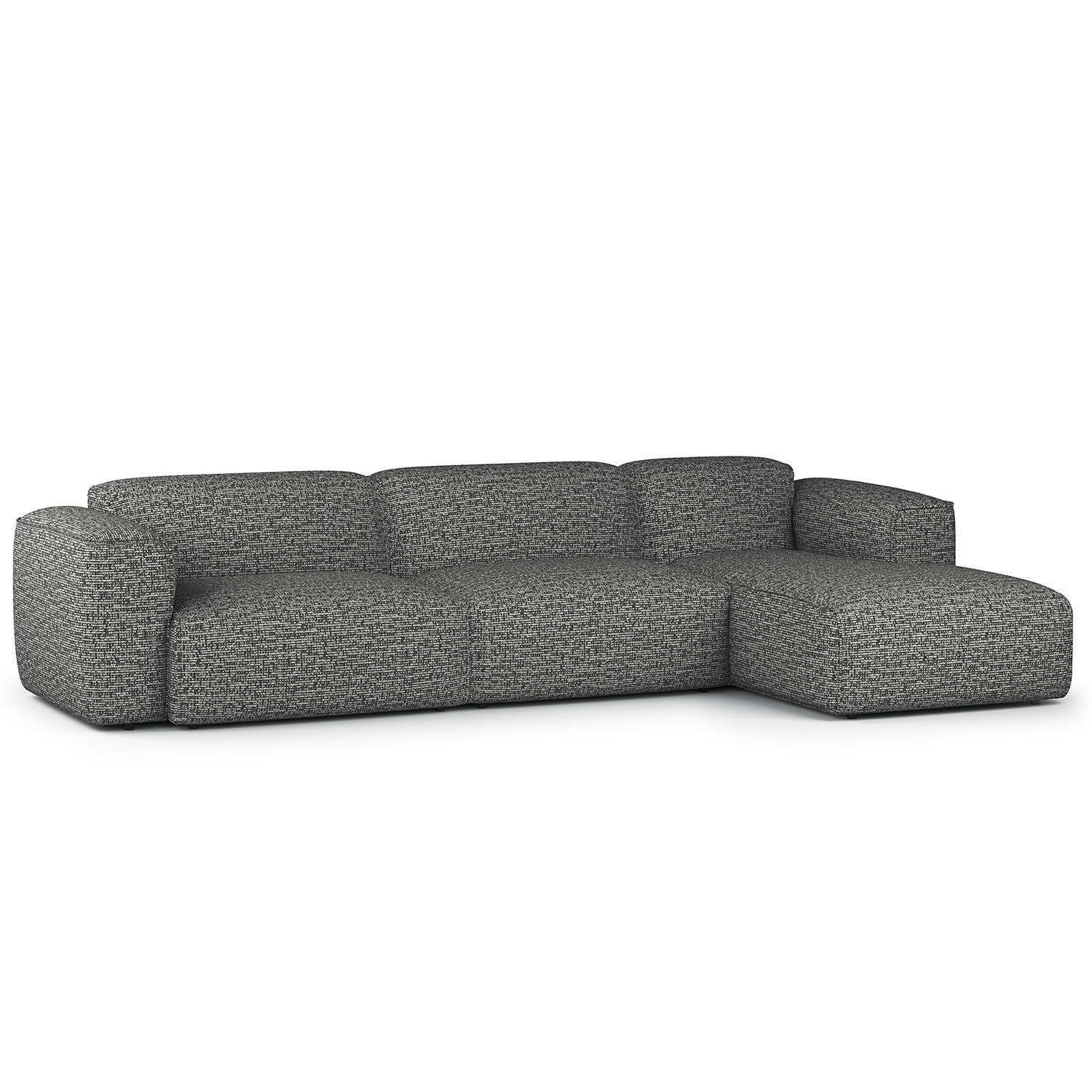 3-SITZER ECKSOFA mit Longchair - Schwarz/Grau, Kunststoff/Textil (317/173cm) - home24