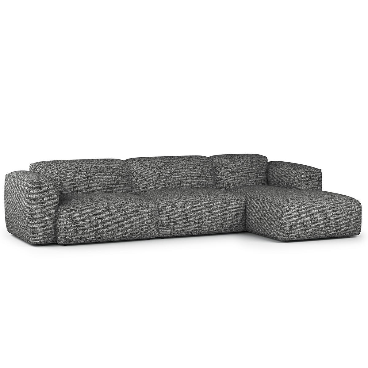 3-SITZER ECKSOFA mit Longchair - Schwarz/Grau, Kunststoff/Textil (317/173cm) - home24