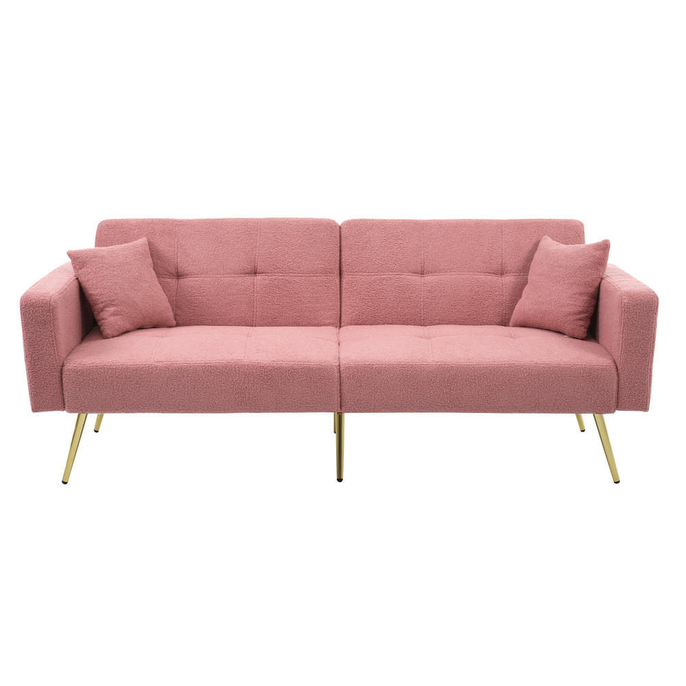 SOFA Schlaffunktion Verstellbar Goldene Beine Aufbewahrungstaschen Kissen - Pink, Holz (90.93/18.42/80.26cm) - FLIEKS