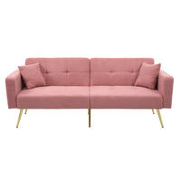 SOFA Schlaffunktion Verstellbar Goldene Beine Aufbewahrungstaschen Kissen - Pink, Holz (90.93/18.42/80.26cm) - FLIEKS