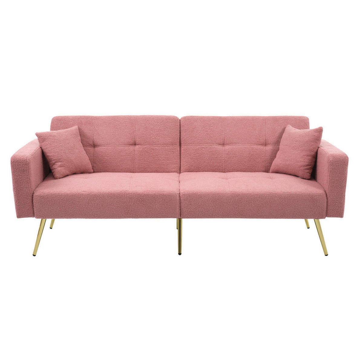 SOFA Schlaffunktion Verstellbar Goldene Beine Aufbewahrungstaschen Kissen - Pink, Holz (90.93/18.42/80.26cm) - FLIEKS