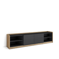 TV-SCHRANK, Lowboard, 207x37x50cm, Für TV-Geräte bis zu 80", Fernsehtisch, Schwarz Eiche - Schwarz, Holzwerkstoff (207/50/37cm) - Skraut Home