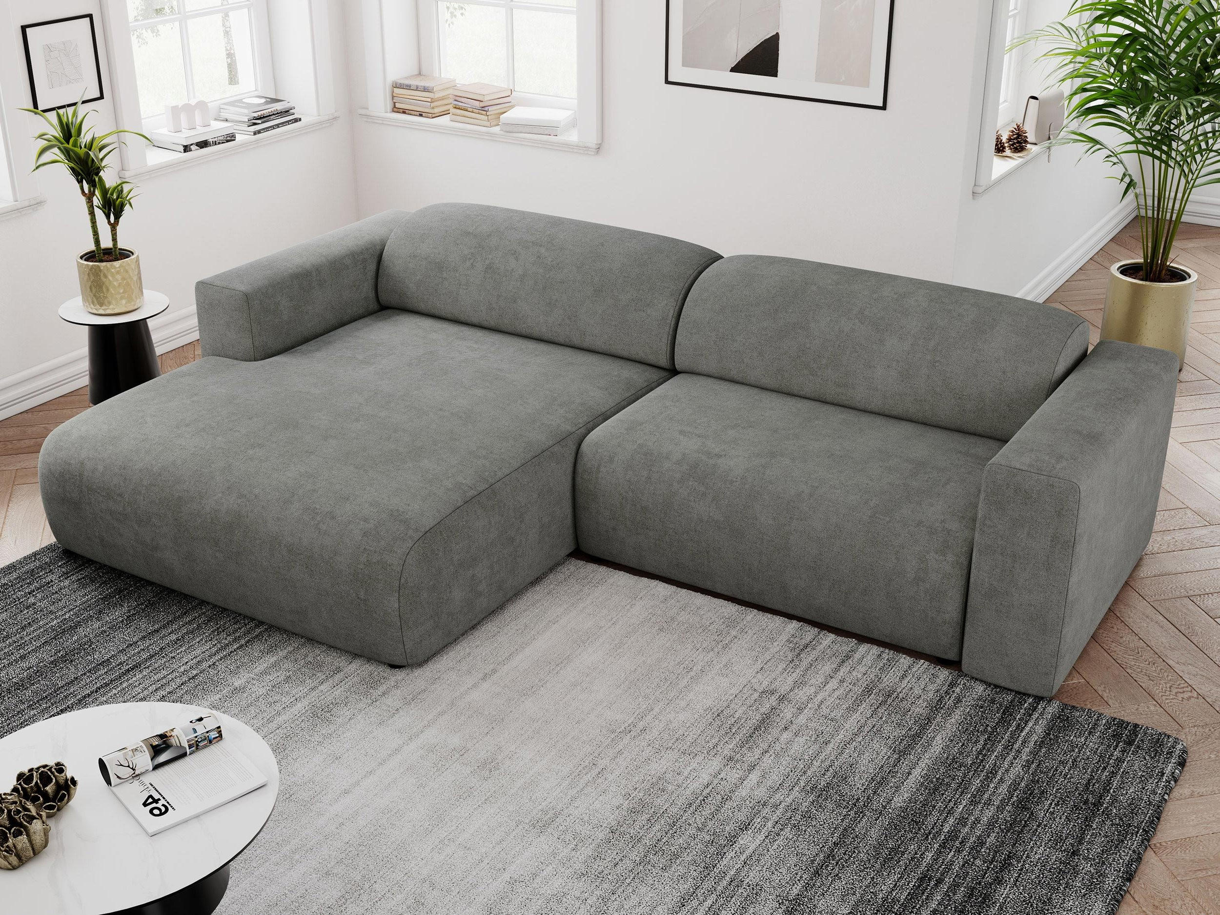 ECKSOFA PASADENA Grau Struktur - Links Seite - Schwarz/Grau, Kunststoff/Textil (288/180cm) - MKS