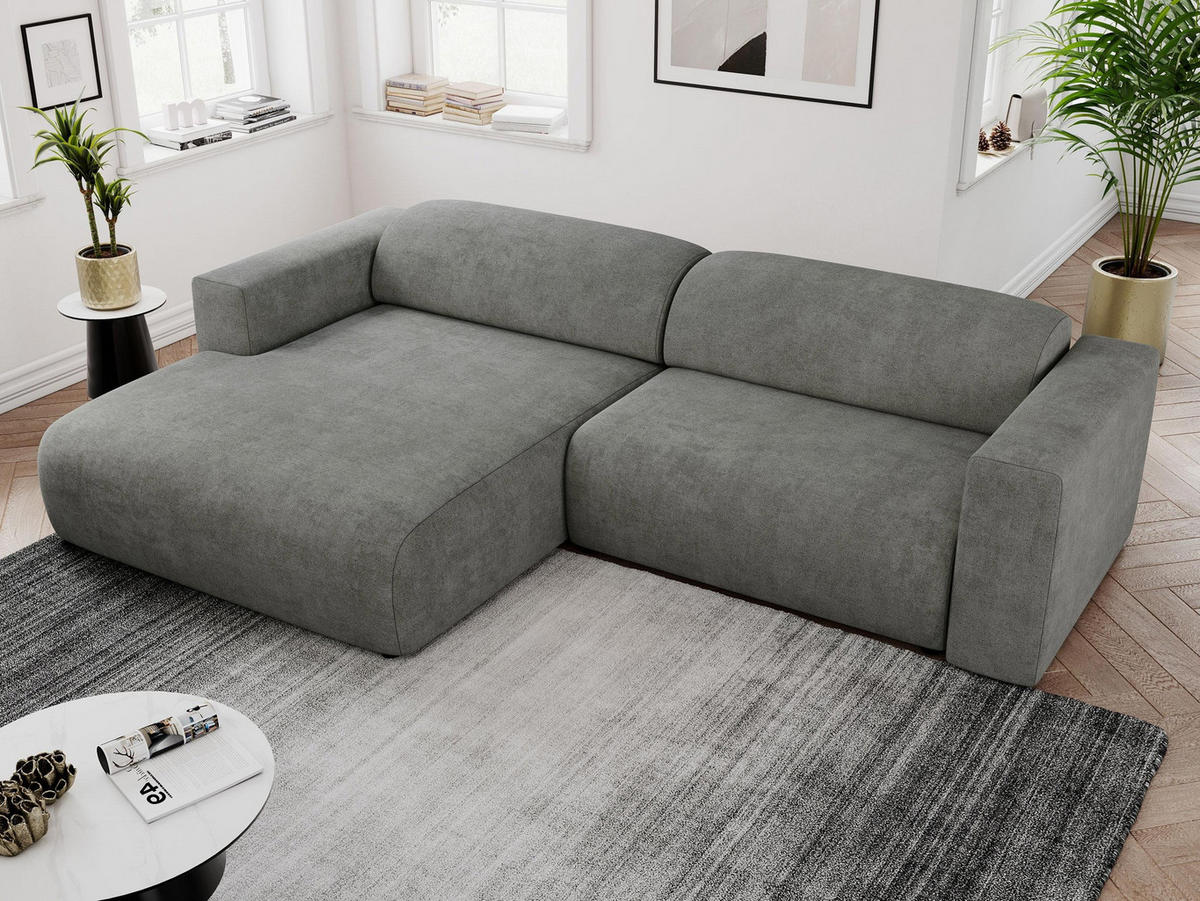 ECKSOFA PASADENA Grau Struktur - Links Seite - Schwarz/Grau, Kunststoff/Textil (288/180cm) - MKS