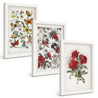BILDER SET 3er Set - 20x30 cm Weißer Rahmen - Schmetterlinge, Blumen, rote Rosen - Weiß, Kunststoff (20/30cm) - TULUP