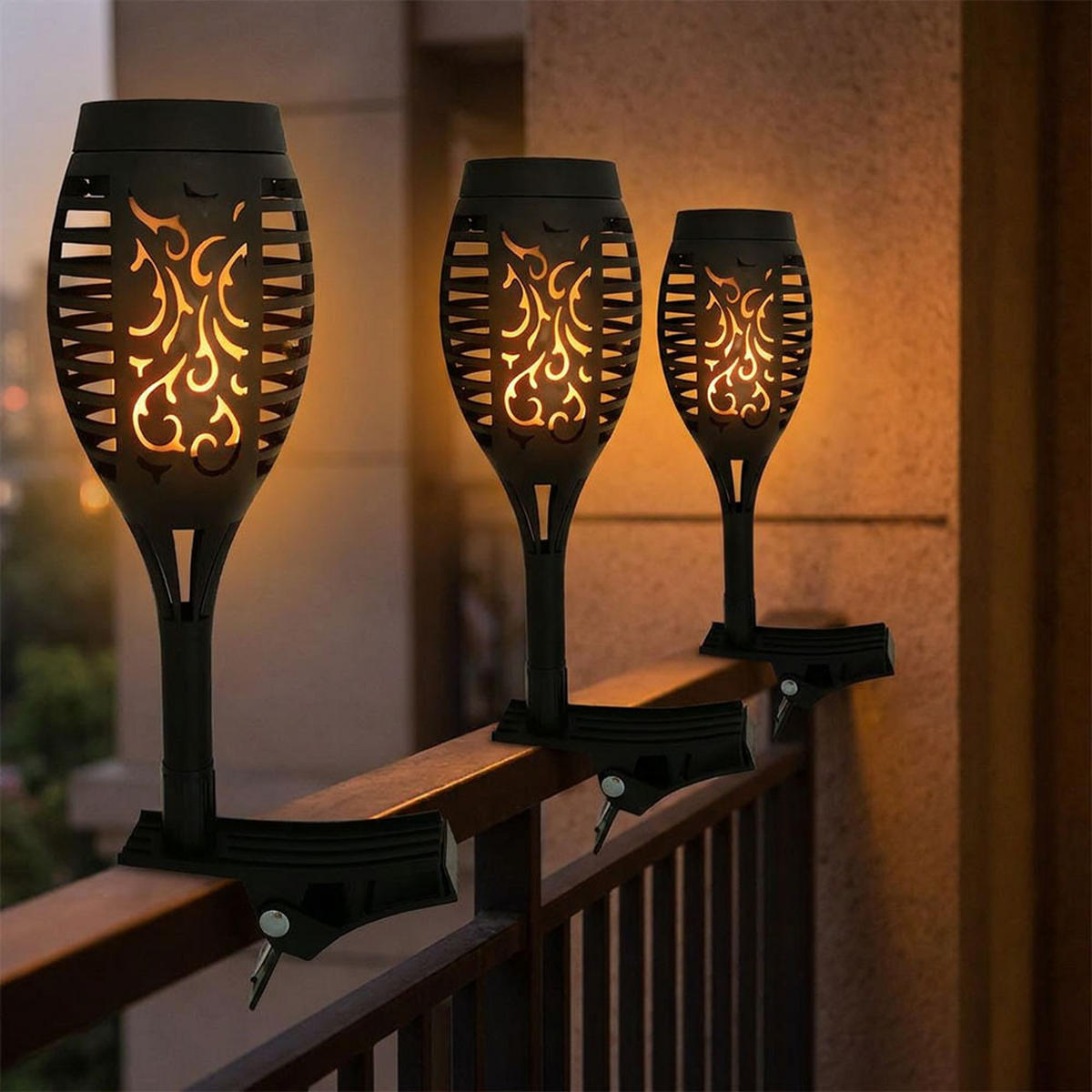 LED AUSSENLEUCHTE Solarfackeln Schwarz - Schwarz, Kunststoff (7.5/7.5/26cm)
