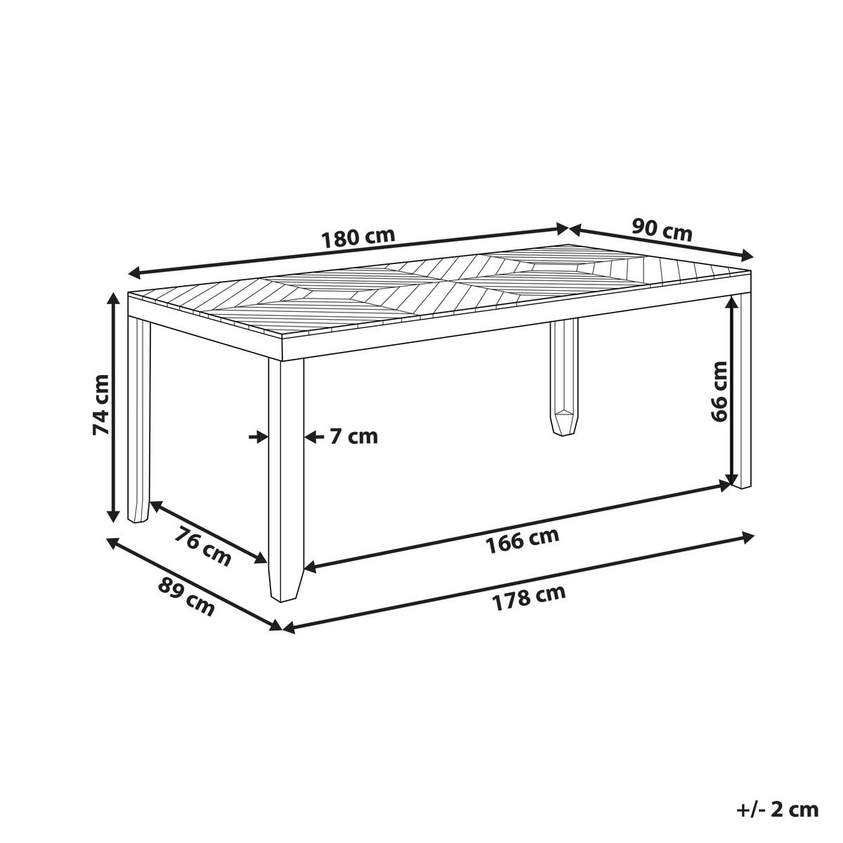 GARTENTISCH Akazienholz hellbraun 180/90 cm Baratti - Dunkelbraun, Holz (90/180/74cm) - Beliani