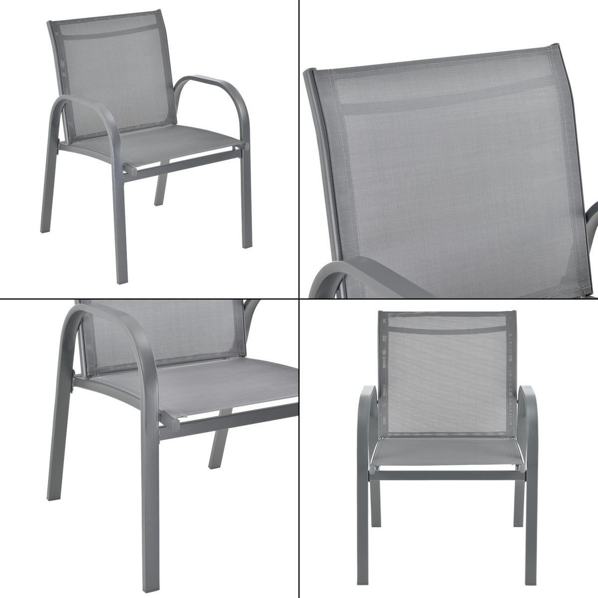GARTENMÖBEL-SET 4 TLG. Gagra - Hellgrau, Metall - [en.casa]