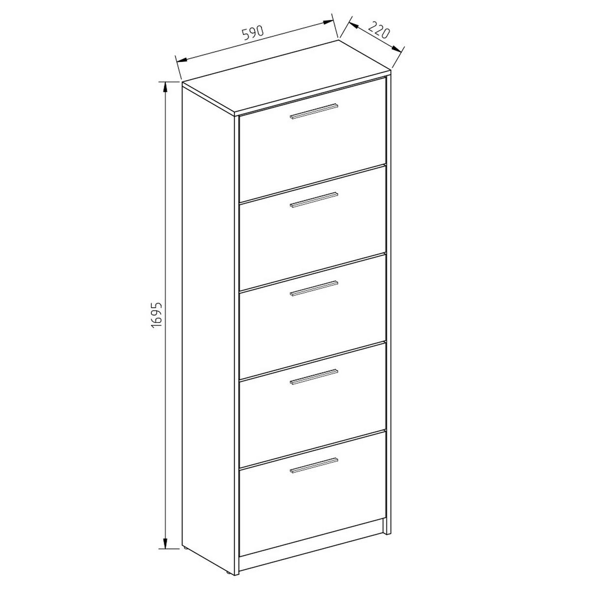 SCHUHKIPPER Gizmo Weiß 59 x 169.5 cm - Weiß, Holzwerkstoff (59/169.5/22cm) - Vicco