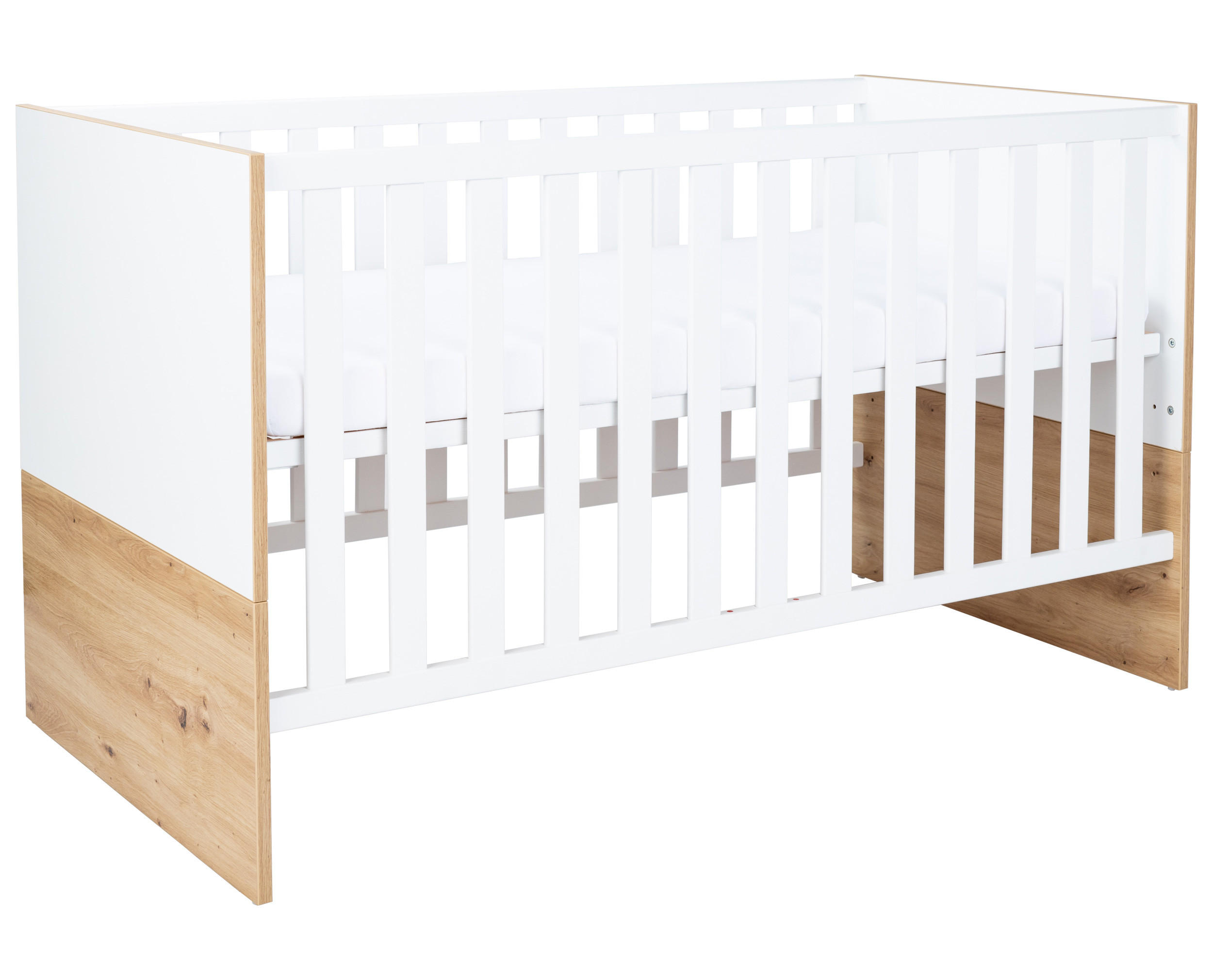arthur berndt Babybett Eiche Artisan, Weiß 70x140 cm