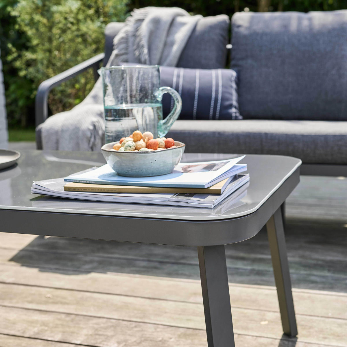 GARTENSET 5-tlg., Grau - Grau, Metall - Oviala