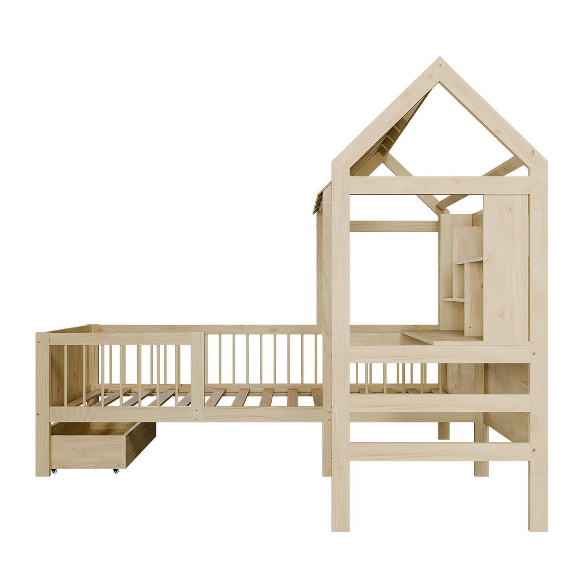 KINDERBETT Yari 90x200 cm Natur - Naturfarben, Holz (90/200cm) - Juskys