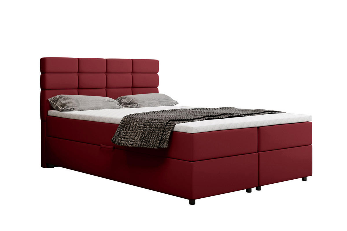 BOXBETT Reve 140 x 200 cm mit Bettkasten und Lattenrost ohne matratze - rot - Hellgrau, Holz (140/200cm) - Homesy