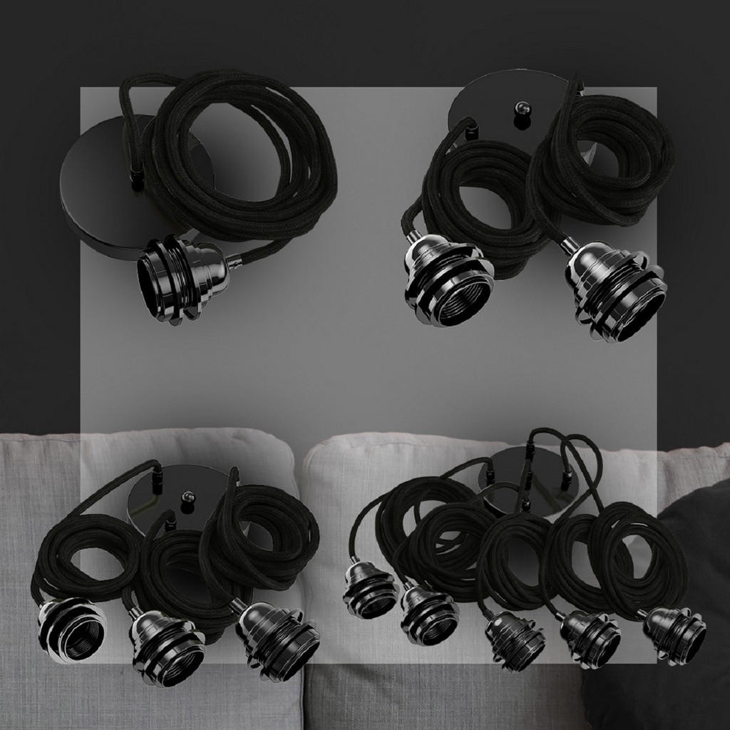 Thumbnail - Hoopzi Pendelleuchte, Schwarz, Naturmaterialien, Vintage, E27, 1x250x250 cm, Dekra, Lampen & Leuchten, Innenbeleuchtung,...