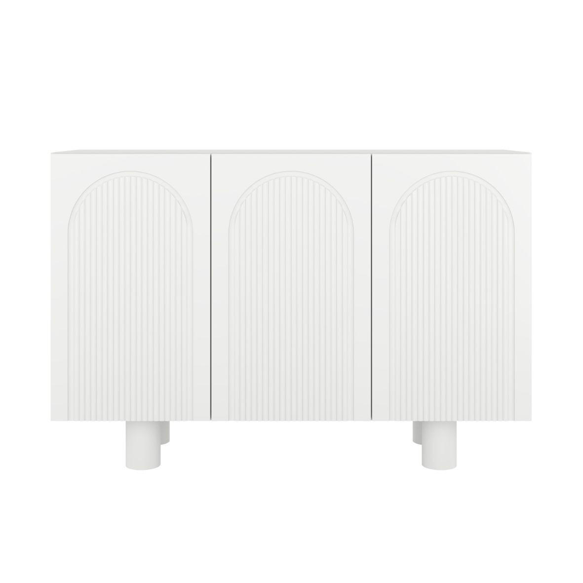 SIDEBOARD Rita, Mit Gefrästen Fronten, 130 cm, Weiß - Weiß, Holz/Holzwerkstoff (135.7/90.6/41.9cm) - Skandica