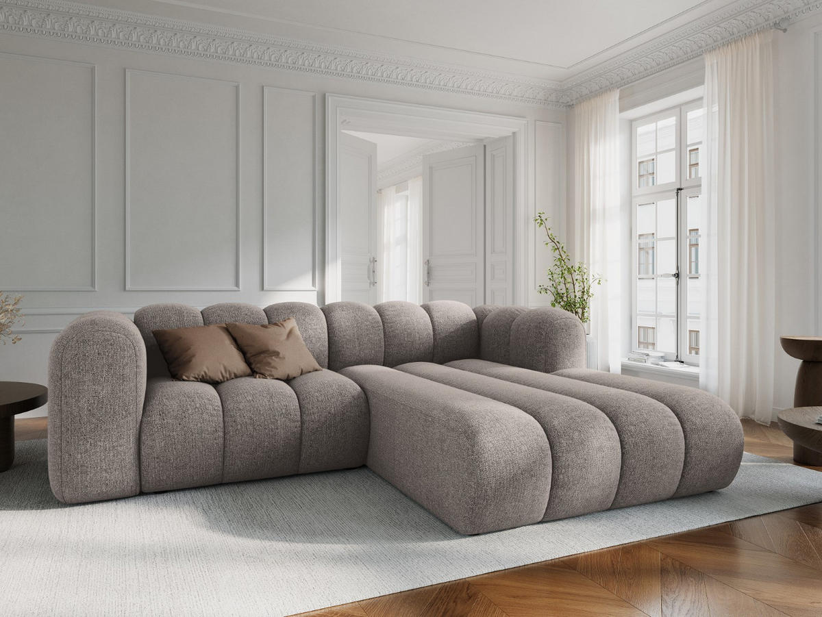 ECKSOFA modular rechts Lupine aus Chenille-Stoff beige 3 Sitzplätze - Beige, Textil (177/230cm) - Micadoni