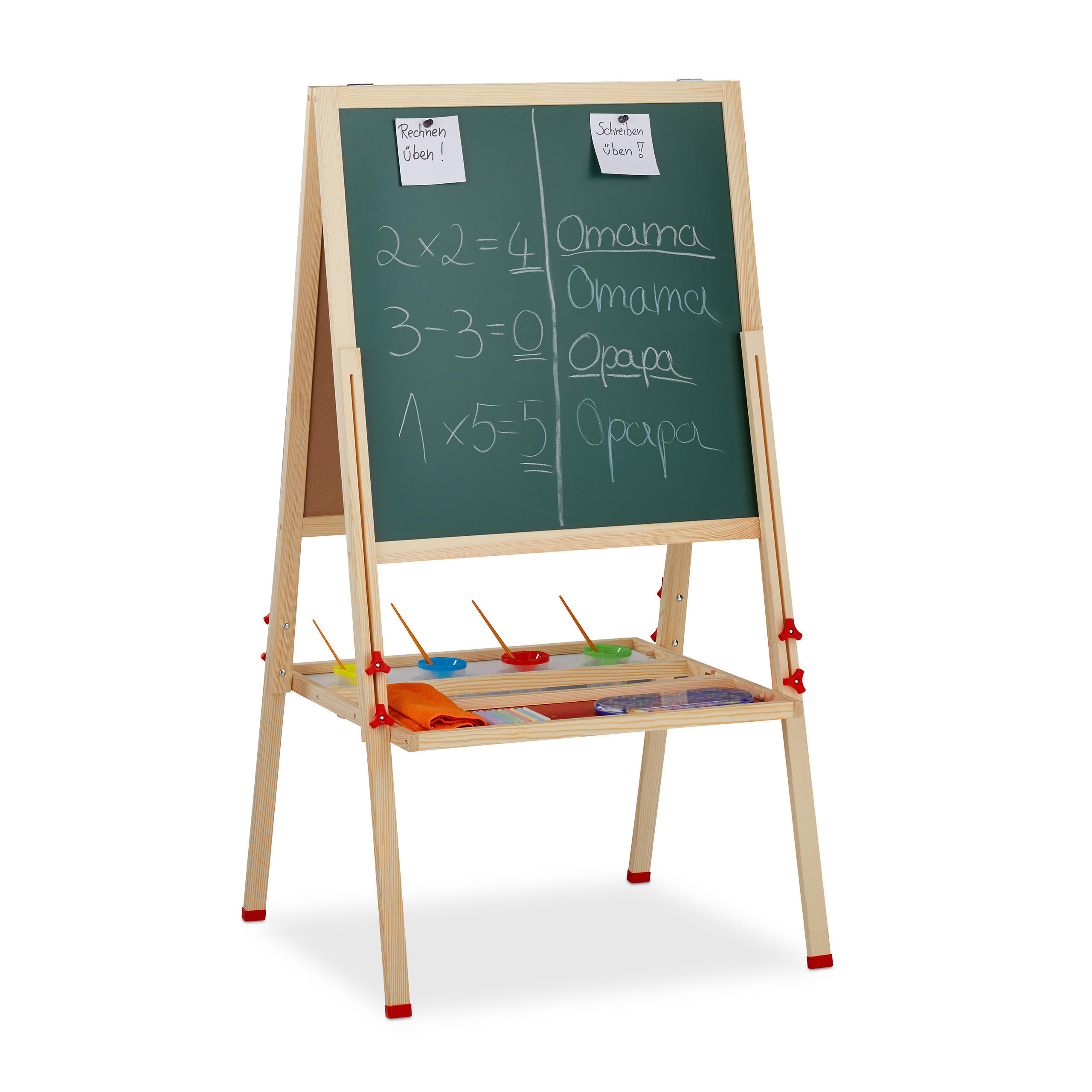 STANDTAFEL Natur Weiß Grün Holz magnetisch höhenverstellbar - Multicolor, Holz/Holzwerkstoff (65/160/69cm) - Relaxdays