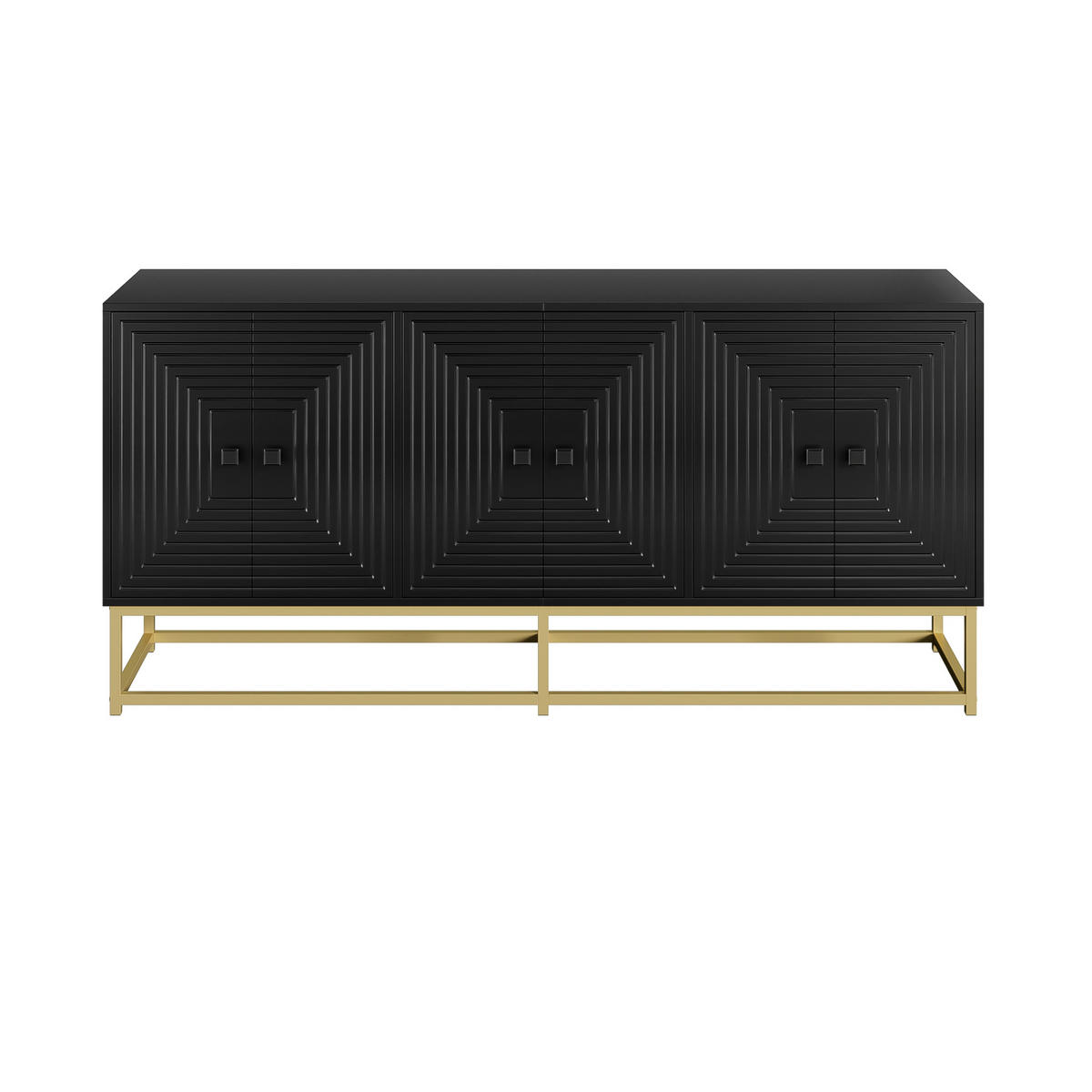 KOMMODE 160/38/75,5 cm mit 3 Doppeltüren in Schwarz - Schwarz, Holzwerkstoff (160/75.5/38cm) - BEAOK
