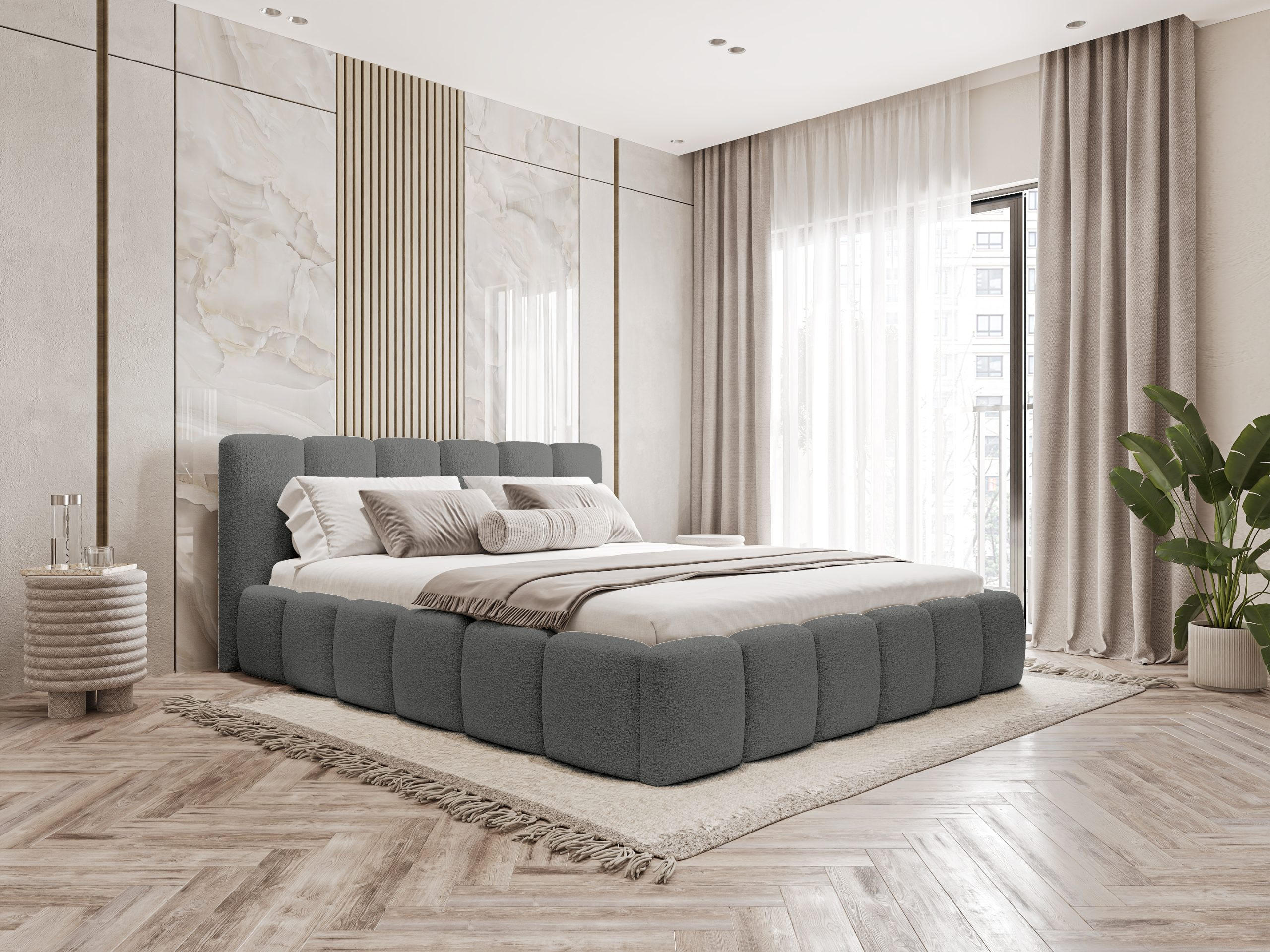 POLSTERBETT Lukhi 140x200 cm, Graphit - Graphitfarben, Textil (140/200cm) - Fedve