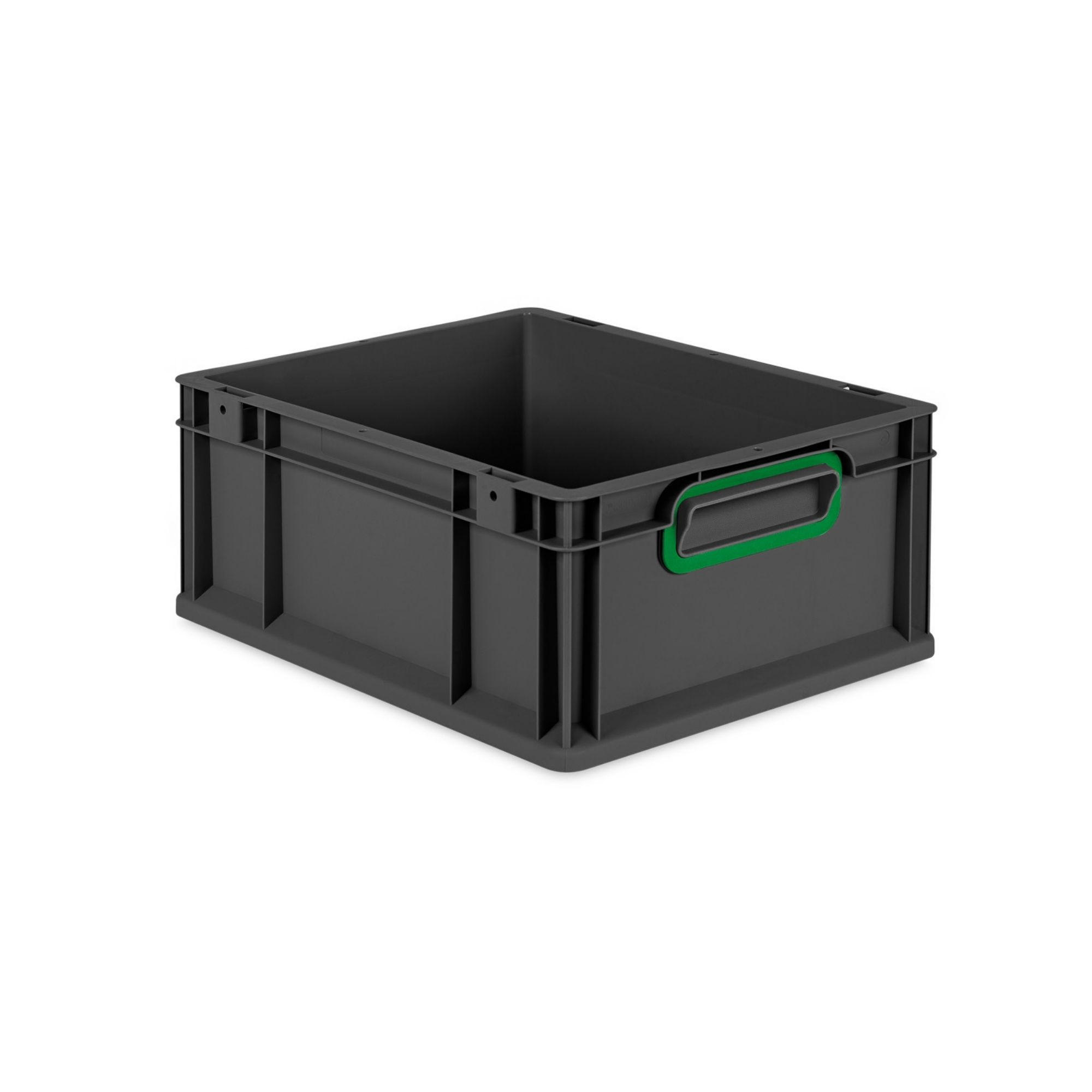 EUROBOX NextGen Color 17x30x40 cm 16 Liter Griffe grün zu, Schwarz - Schwarz/Grün, Kunststoff (30/17/40cm) - PROREGAL