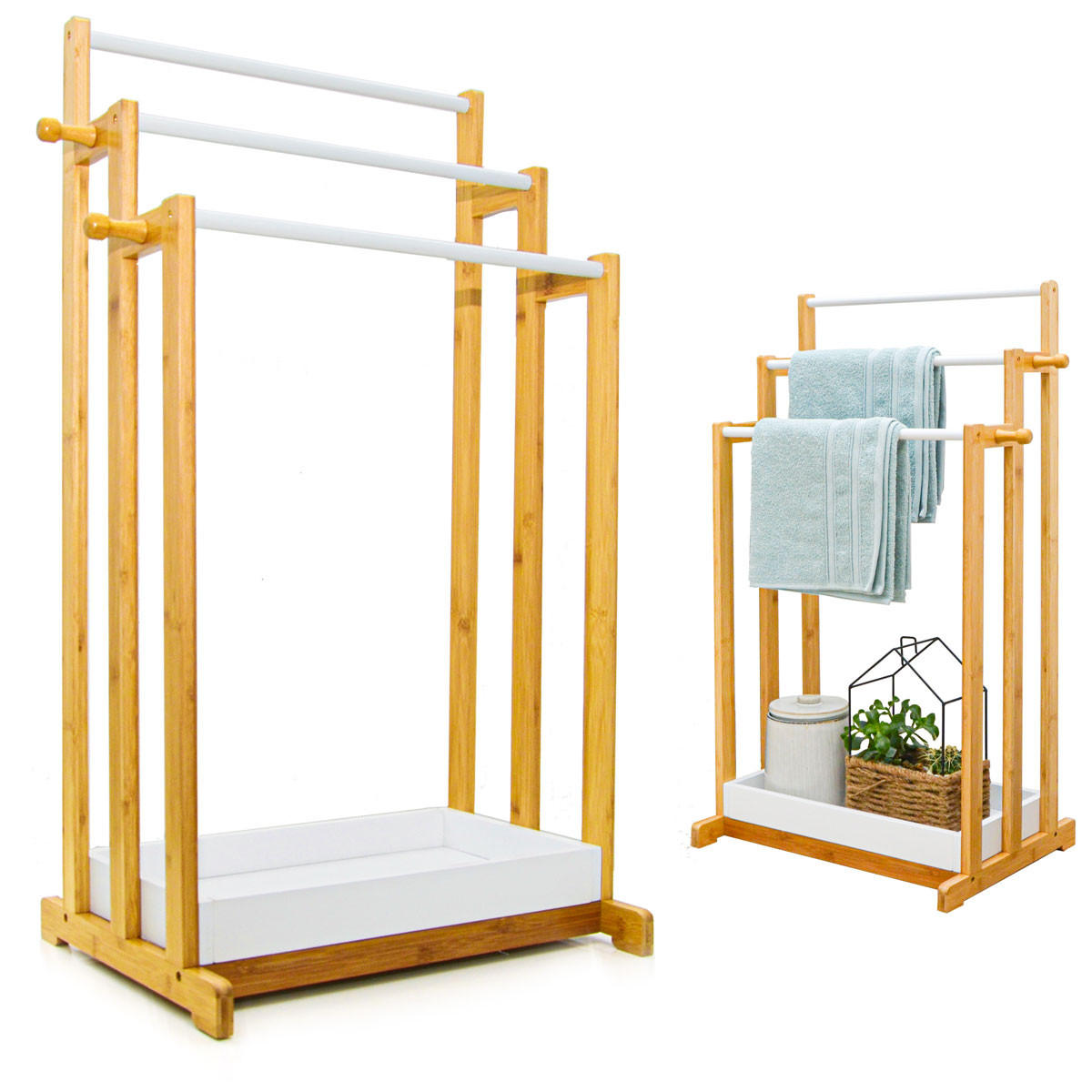 BAMBUS-HANDTUCHHALTER 45x35x84cm - Braun, Holz (35/84/45cm) - Dunedesign