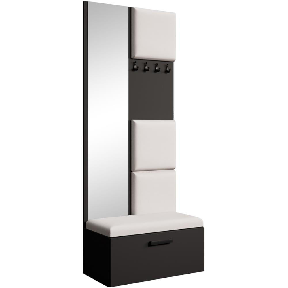 GARDEROBE Margaret III 81/203/43 mit gepolsterten Paneelen - Beige/Schwarz, Holzwerkstoff/Kunststoff (81/203/43cm) - Beautysofa