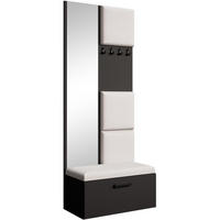 GARDEROBE Margaret III 81/203/43 mit gepolsterten Paneelen - Beige/Schwarz, Holzwerkstoff/Kunststoff (81/203/43cm) - Beautysofa