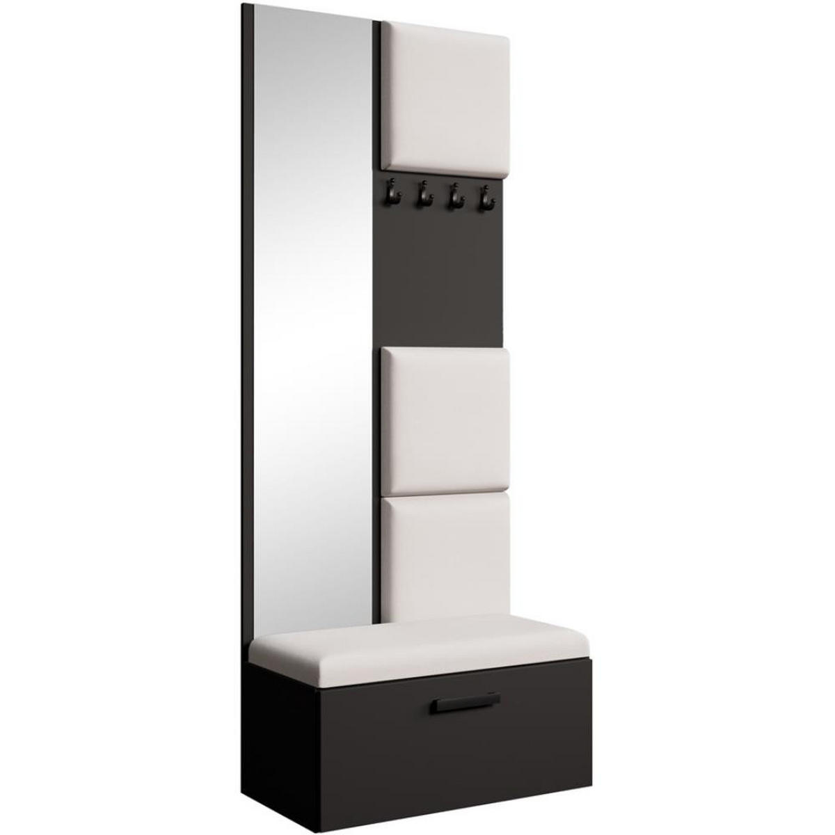 GARDEROBE Margaret III 81/203/43 mit gepolsterten Paneelen - Beige/Schwarz, Holzwerkstoff/Kunststoff (81/203/43cm) - Beautysofa