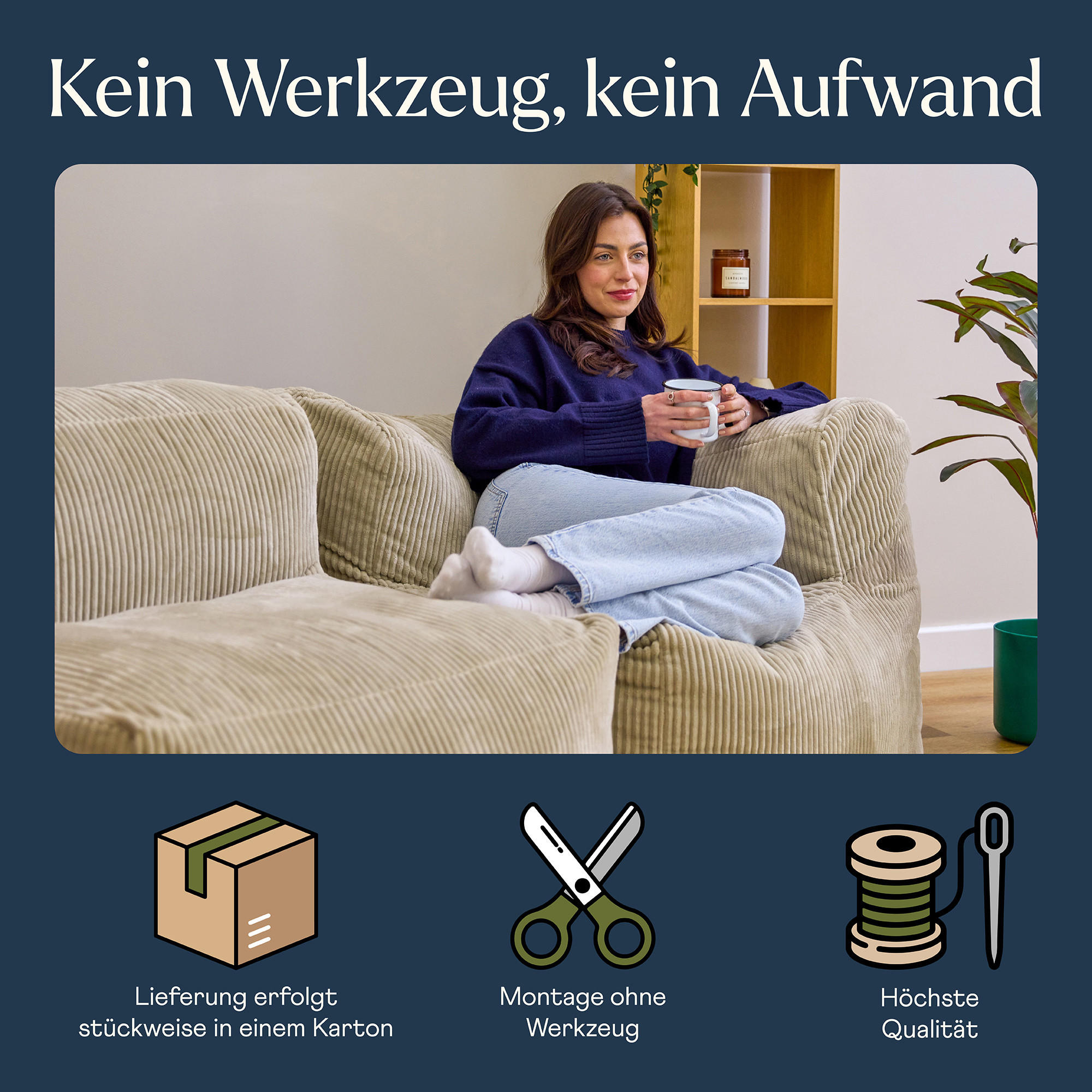 SITZSACK-SOFA 2-tlg.: Ecksessel, Sessel - Beige, Textil (450/68/100cm) - icon