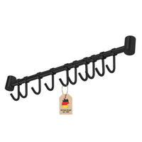 KÜCHEN HAKENLEISTE mit 10 Haken - Schwarz, Metall (3.4/2.2/52.6cm) - Intirilife