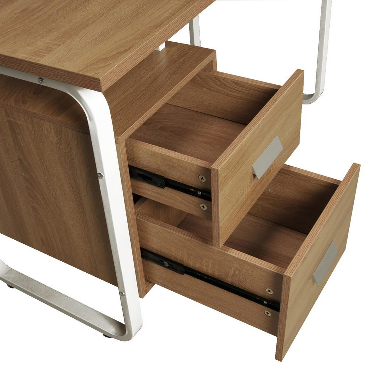 SCHREIBTISCH mit Schubladen PEARL/ Eiche dekor und Metall Weiß - Weiß/Sonoma Eiche, Holzwerkstoff/Metall (120/60/76cm) - Weber Industries