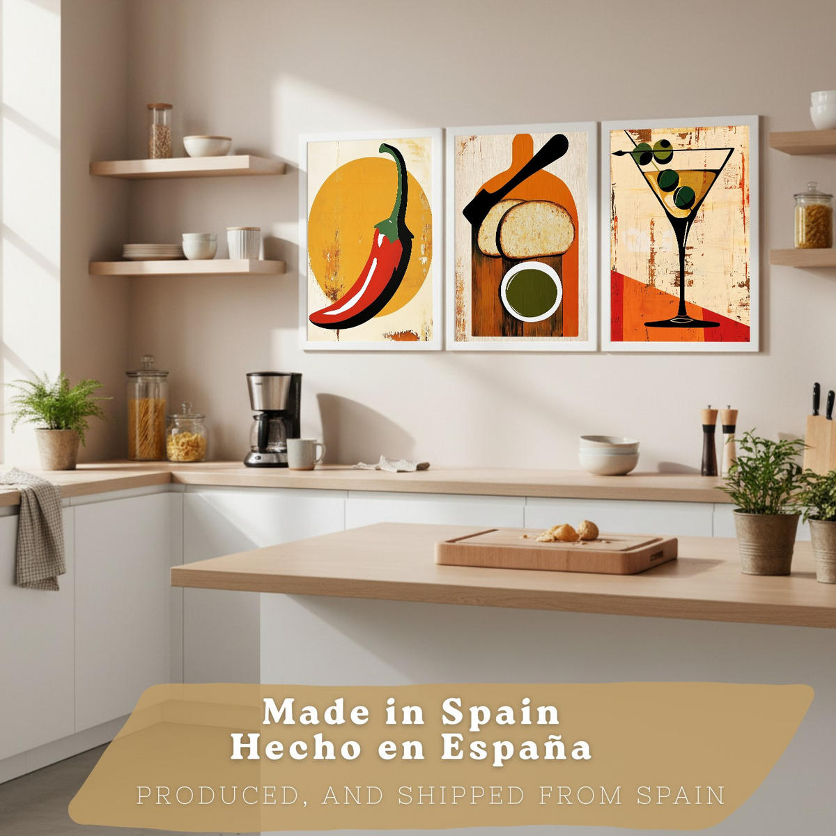PLAKAT Sada 3 Retro 3 A3 Bílý rám - bílá, papír (29.7/1/42cm) - Nacnic