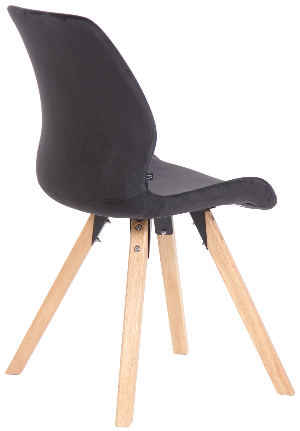 STUHL 4er Set Samt schwarz - Eukalyptusholzfarben/Schwarz, Holz/Textil (49/87.5/58cm) - CLP