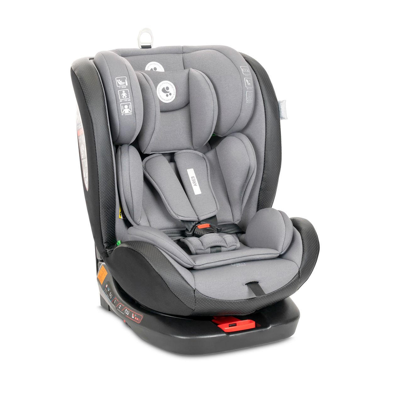 KINDERSITZ Ares i-Size hellgrau (40-150cm) Isofix, verstellbar, Sitz 360° drehbar - Silberfarben, Kunststoff (46/63/53cm) - Lorelli