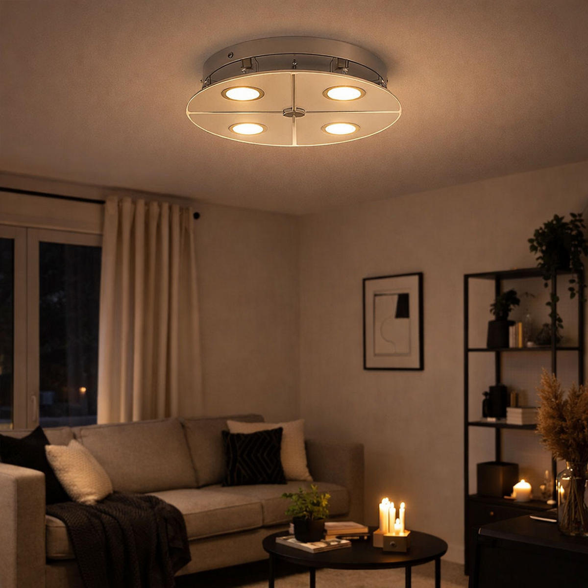 LED DECKENLEUCHTE Metall Glas Silber - Silberfarben, Glas (30/30/7.5cm) - Globo Lighting