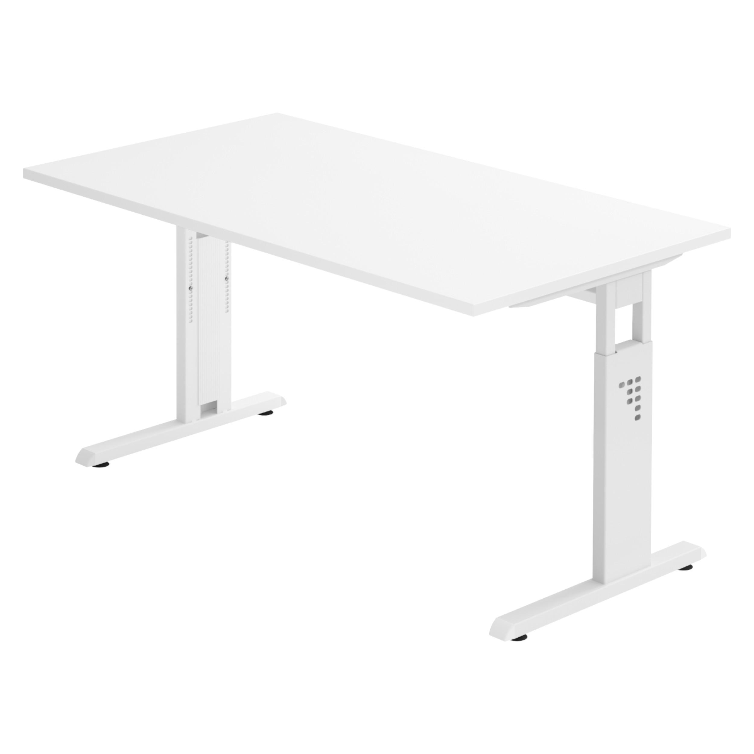 SCHREIBTISCH Serie-O 80/140/74 cm in Weiß/Weiß - Weiß, Holzwerkstoff (80/140/74cm) - bümö