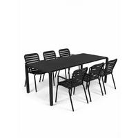 GARTENSET Vondel 6 Personen Esstisch/ 6 Stühle Armlehne Schwarz - Schwarz, Metall - Zuiver