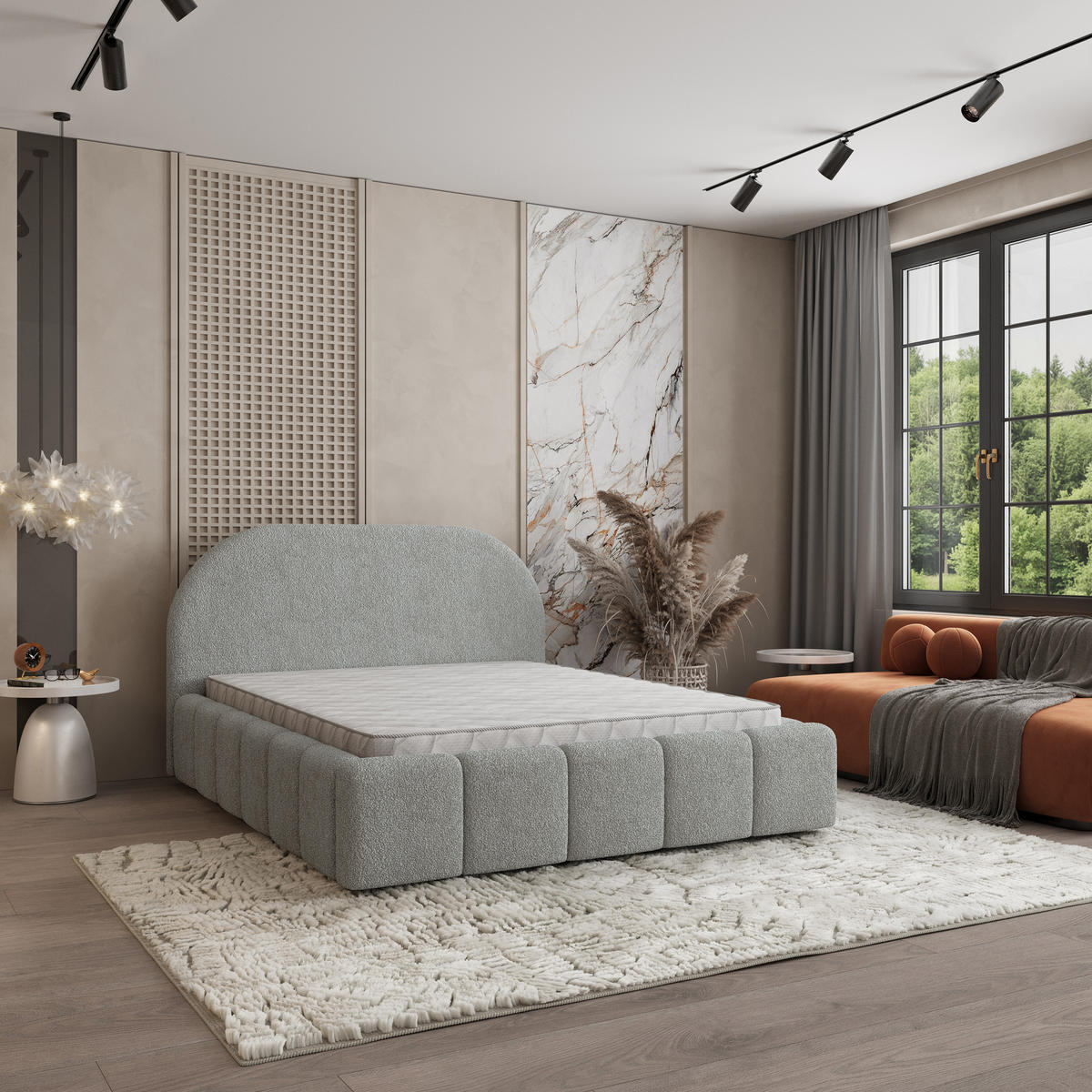 POLSTERBETT FLUSSO 140x200 cm mit Bettkästen - Hellgrau - Hellgrau, Holz (140/200cm) - MASSENO